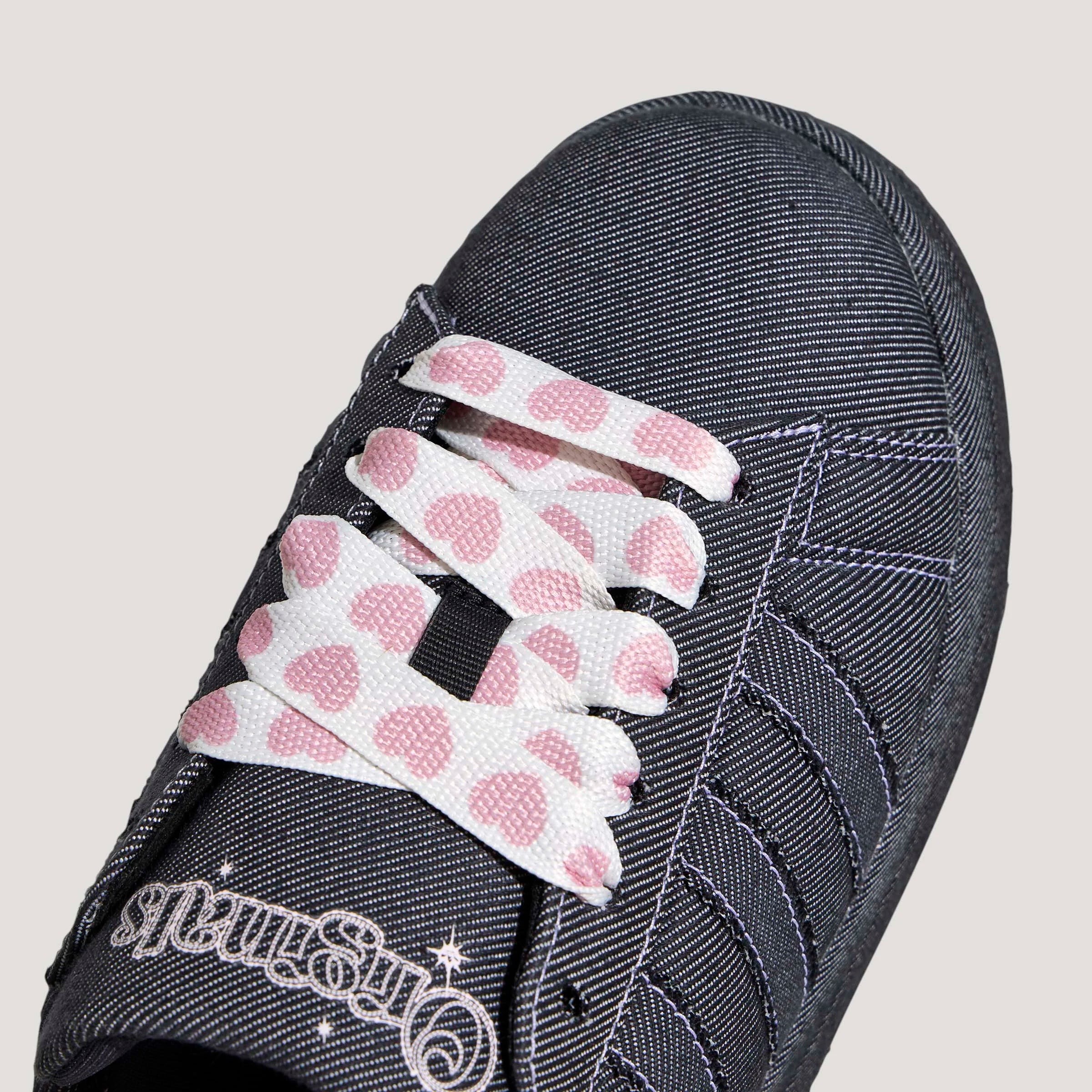 Adidas Campus Platform Mule Black Denim / Pink Embroidery