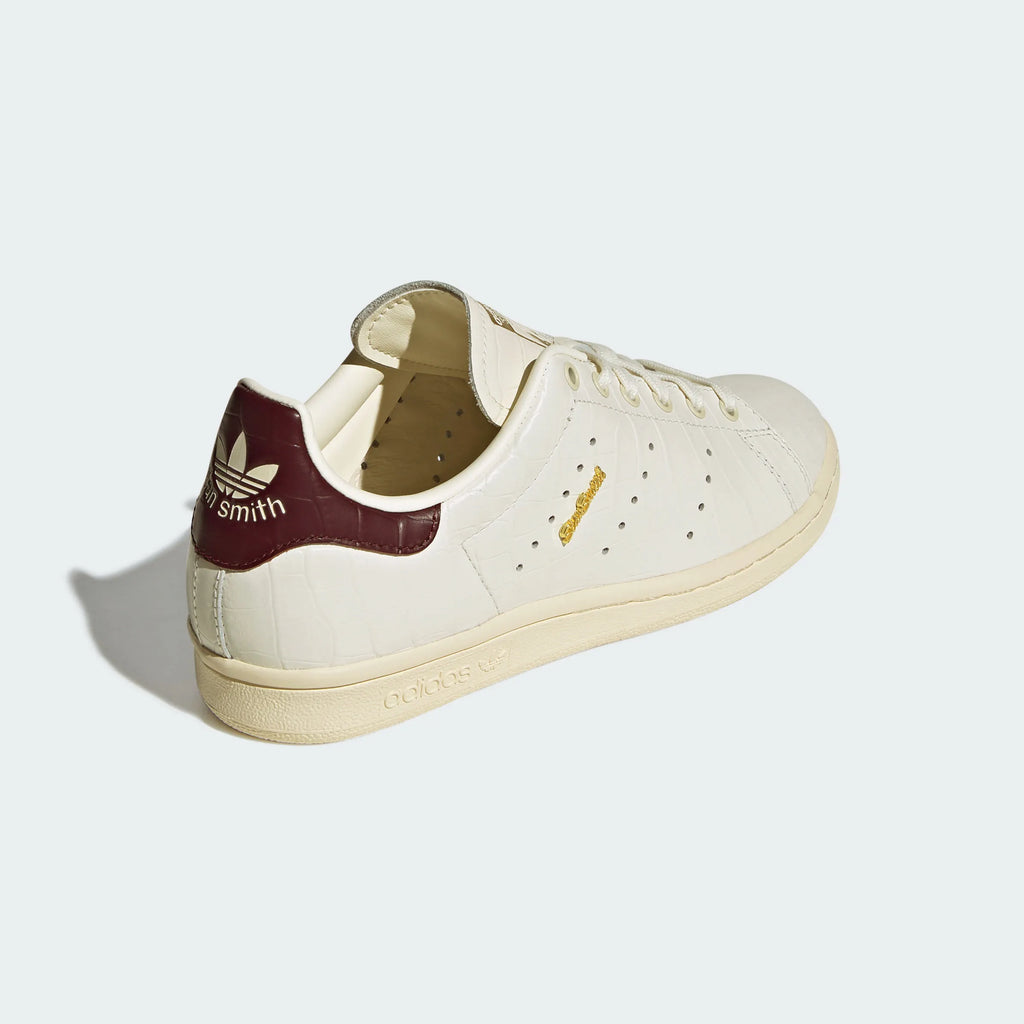 Adidas Stan Smith Off-White / Burgundy Crocodile Embossed