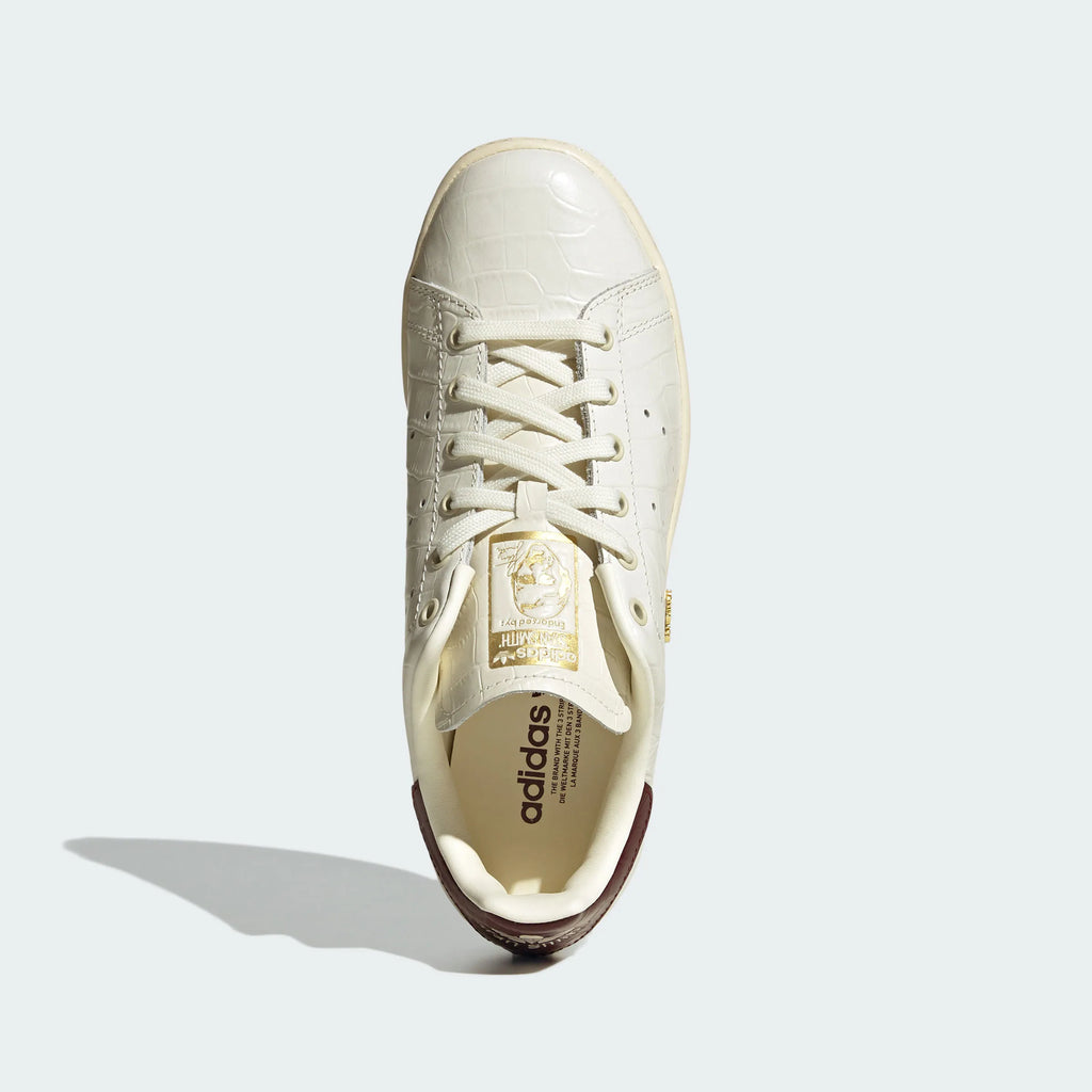 Adidas Stan Smith Off-White / Burgundy Crocodile Embossed