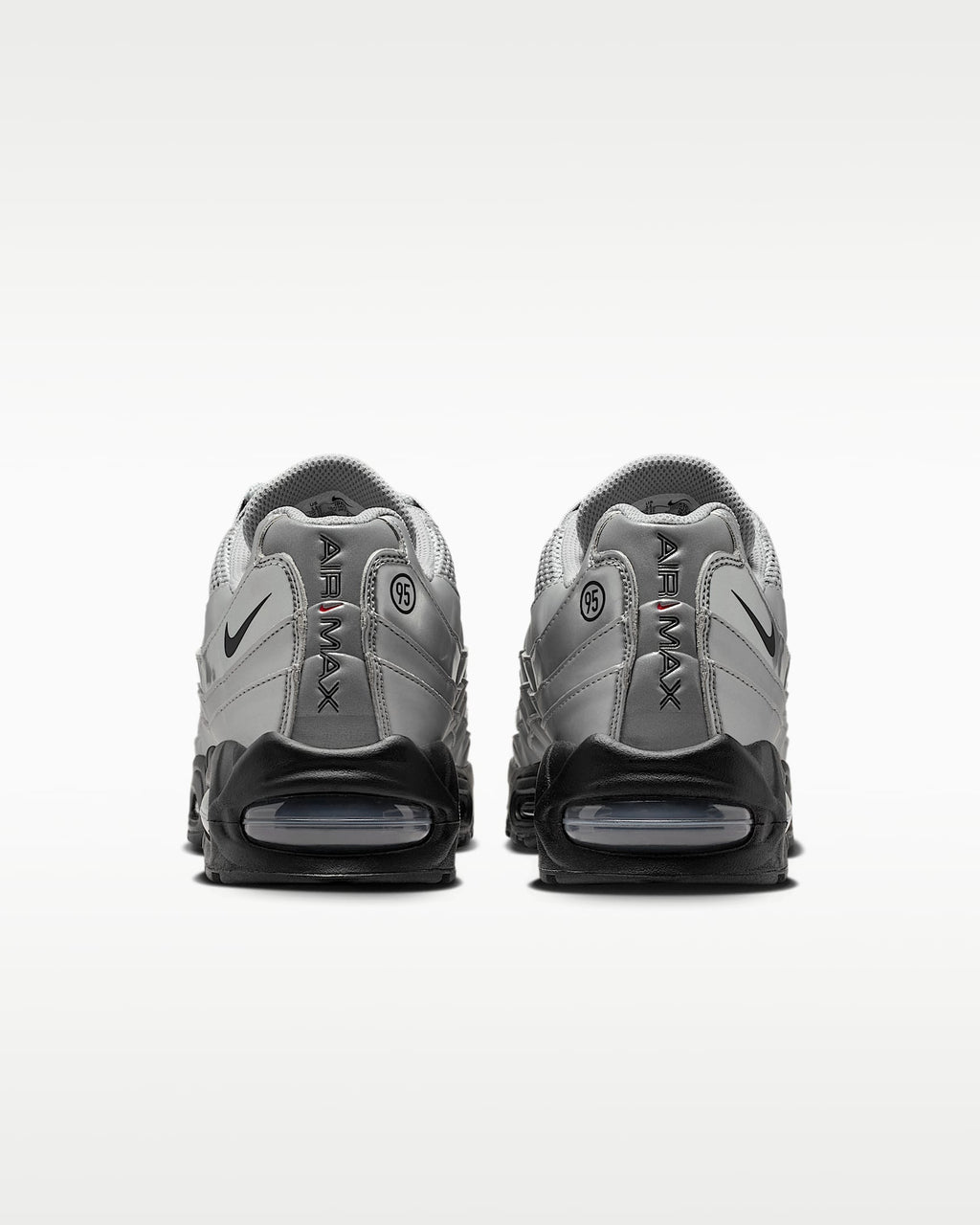 Nike Air Max 95 – Metallic Silver / Black Mesh Athletic Sneakers