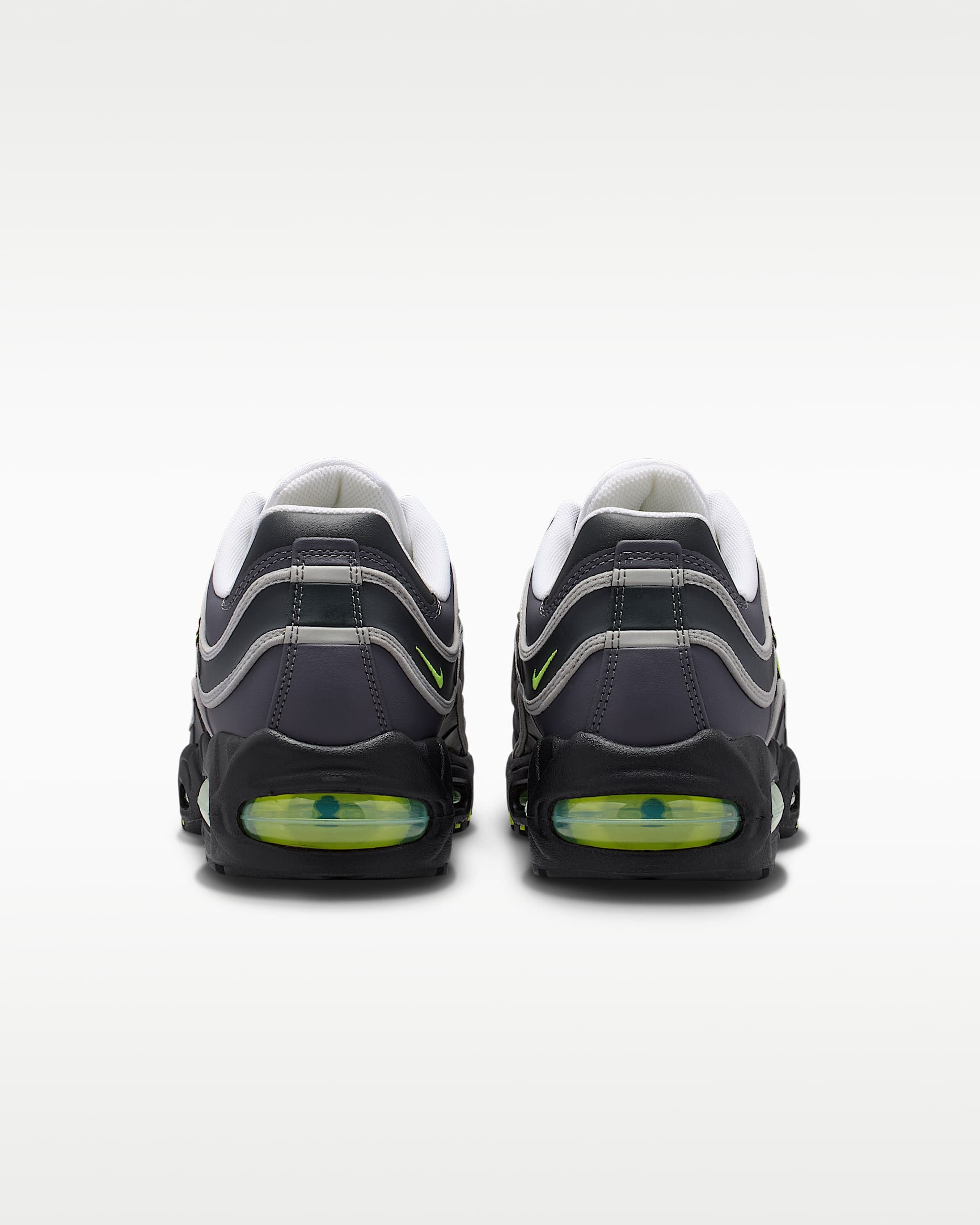 Nike Air Max 95 – Dark Grey / Volt Leather Athletic Sneakers