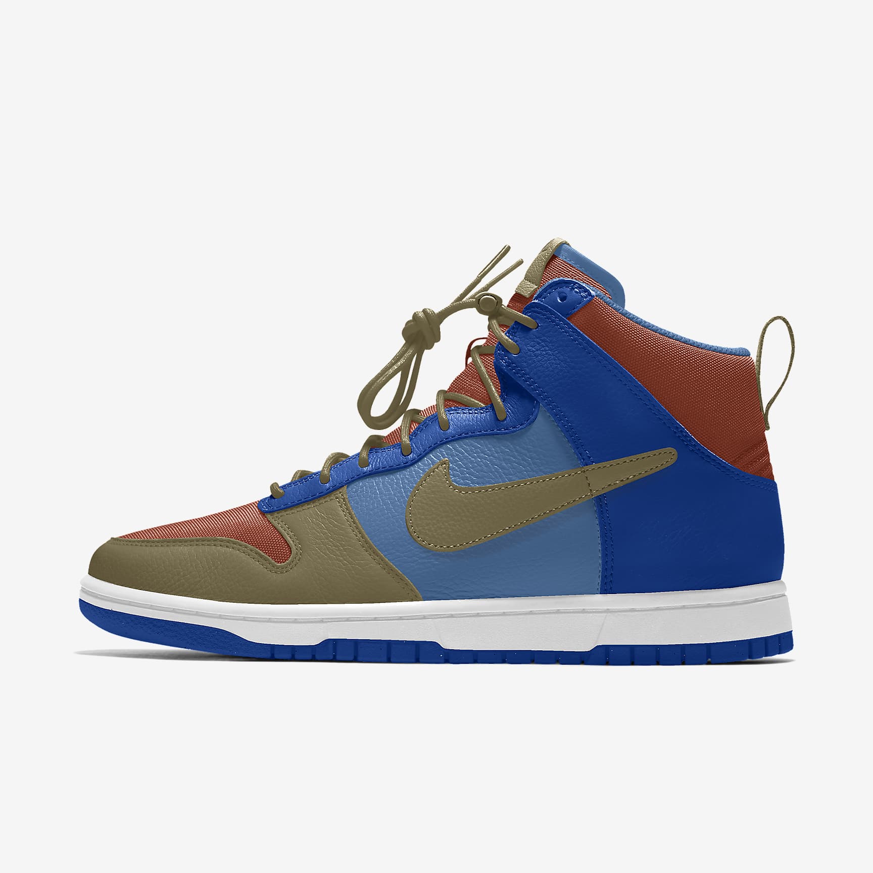 Nike Dunk High Multi-Color Blue Olive Rust Color-Block Sneakers