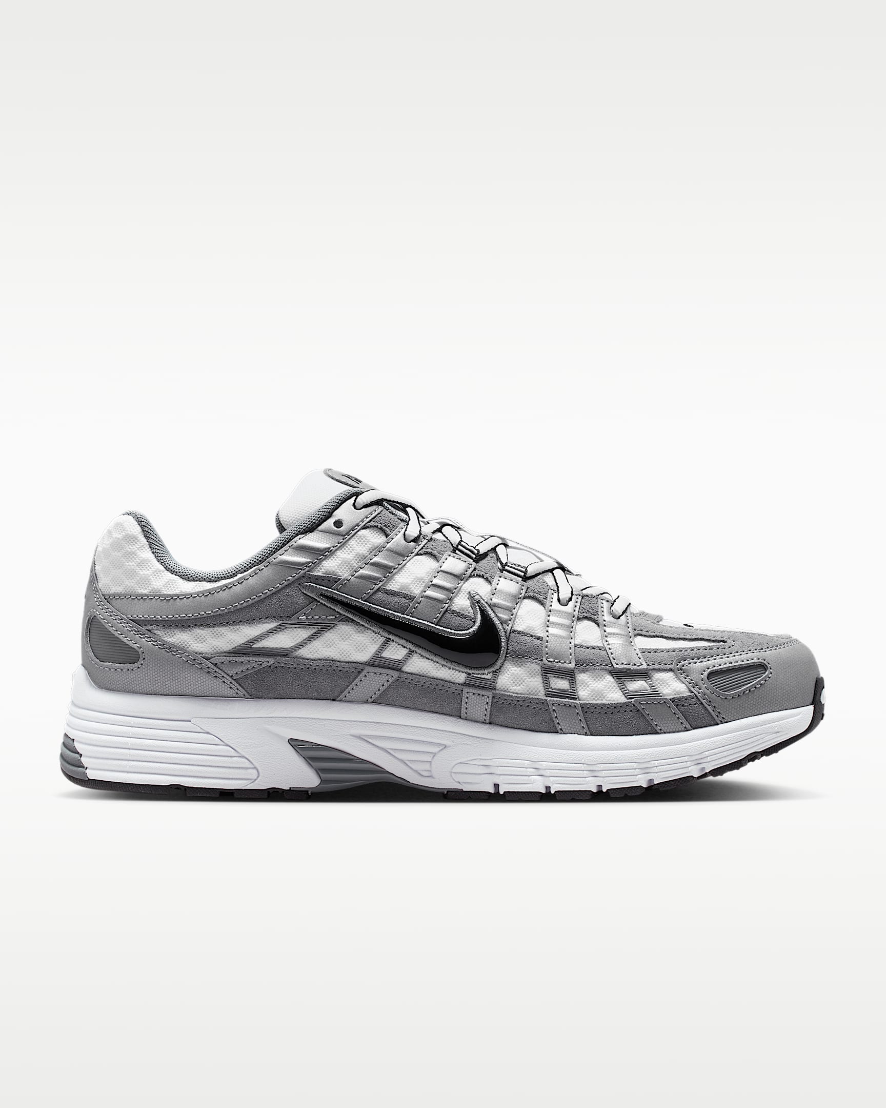 Nike P-6000 – Grey / White / Black Suede Mesh Athletic Sneakers