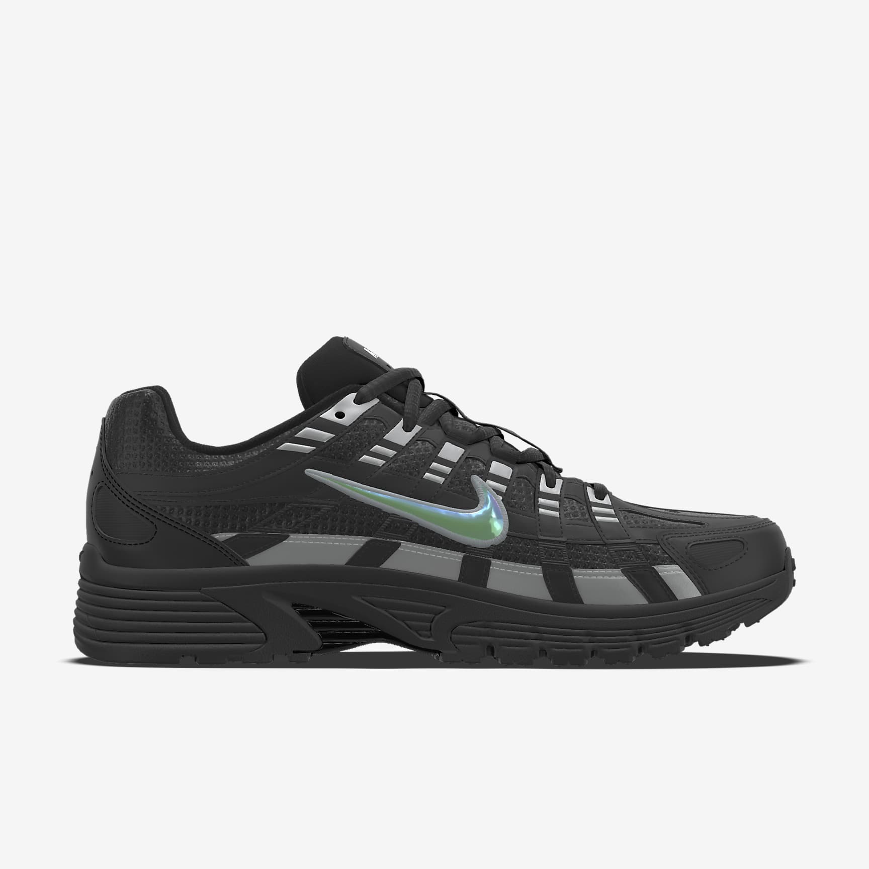 Nike P-6000 – Black / Iridescent Swoosh Mesh Athletic Sneakers