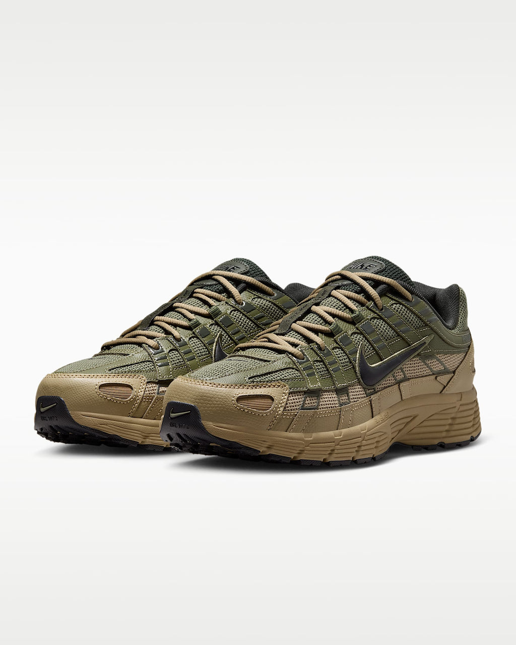 Nike P-6000 – Olive Green / Tan Mesh Athletic Sneakers