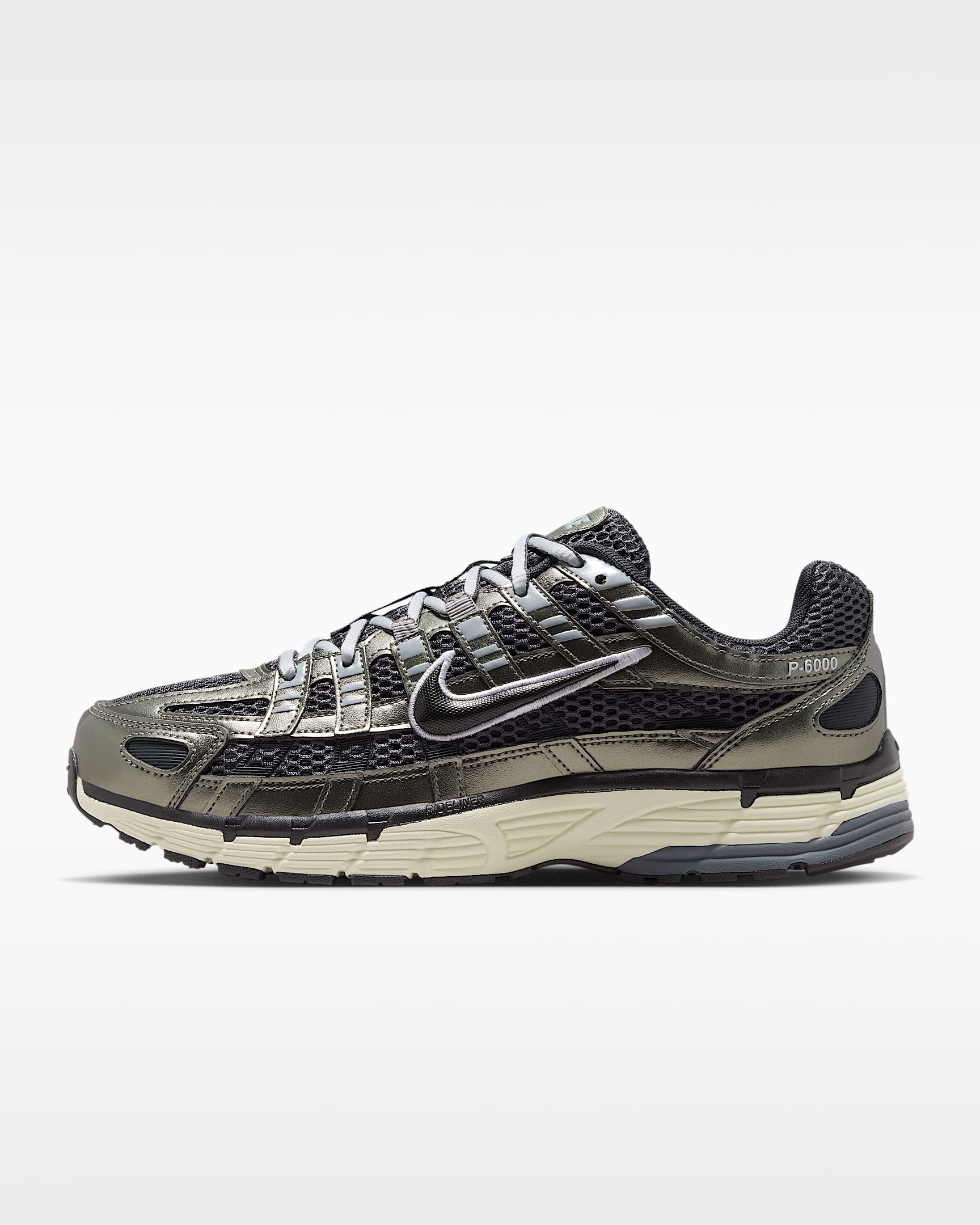 Nike P-6000 – Metallic Olive / Black Mesh Athletic Sneakers