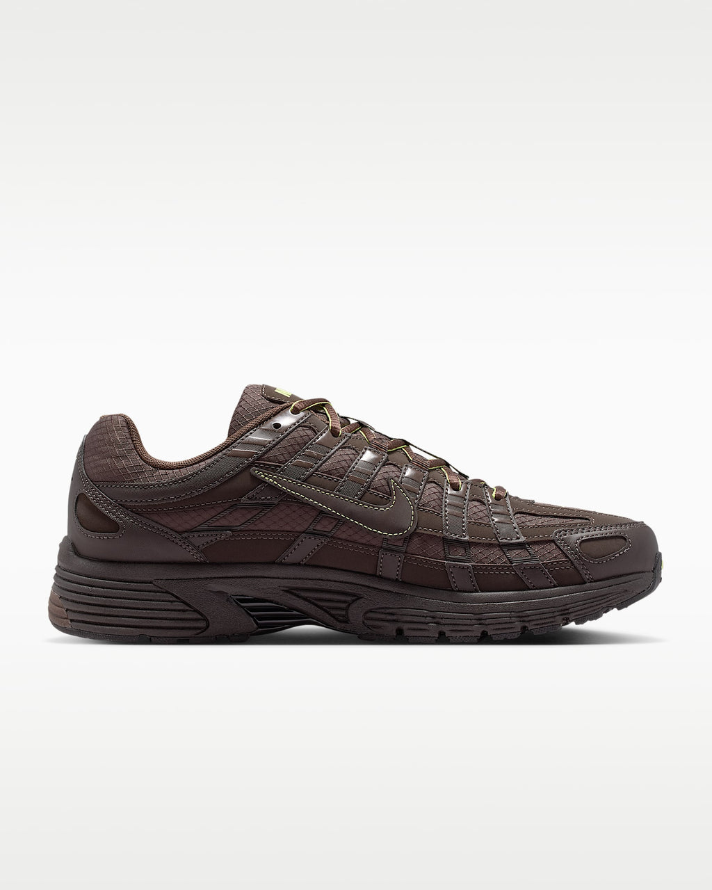 Nike P-6000 – Dark Brown / Yellow Mesh Athletic Sneakers
