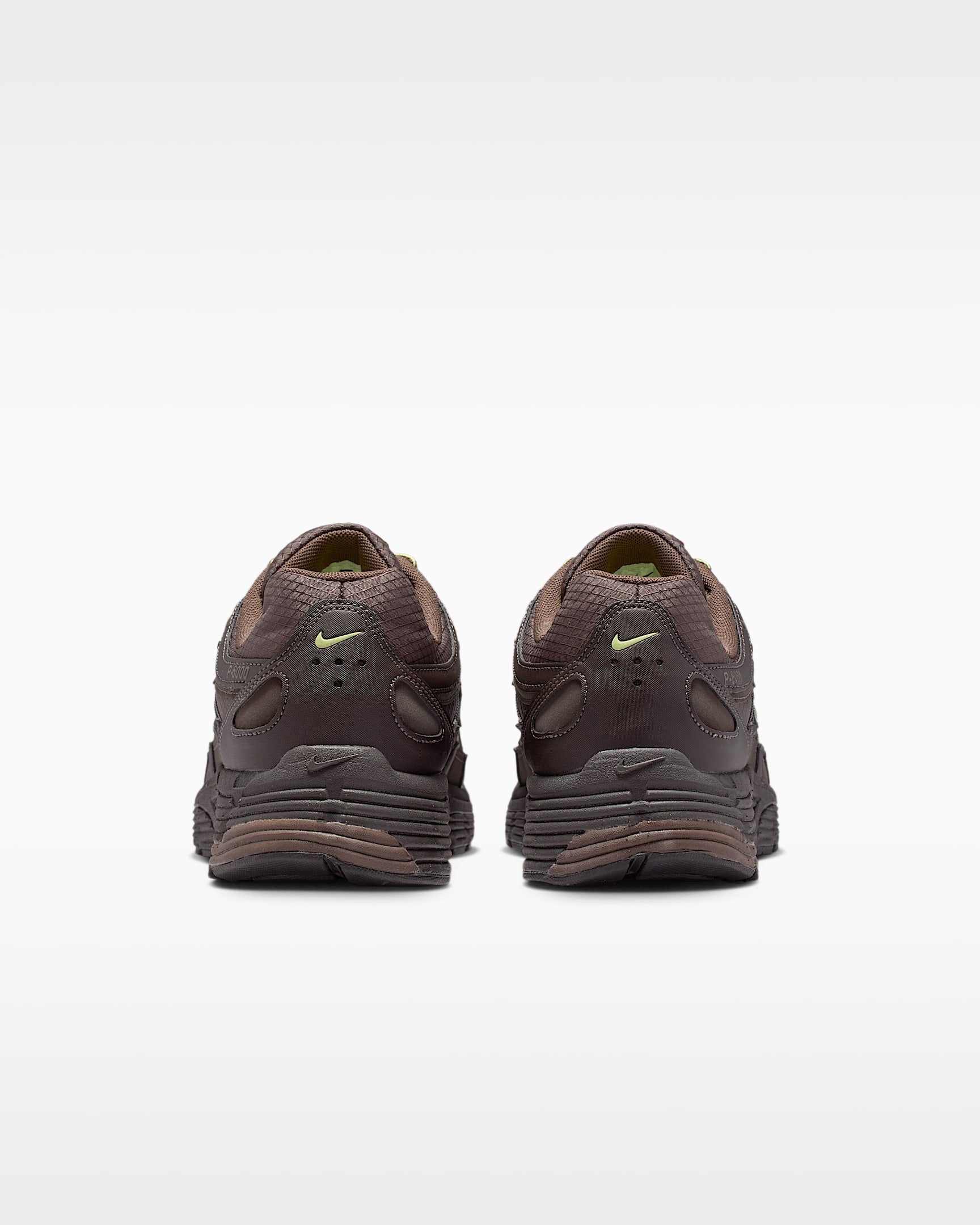 Nike P-6000 – Dark Brown / Yellow Mesh Athletic Sneakers