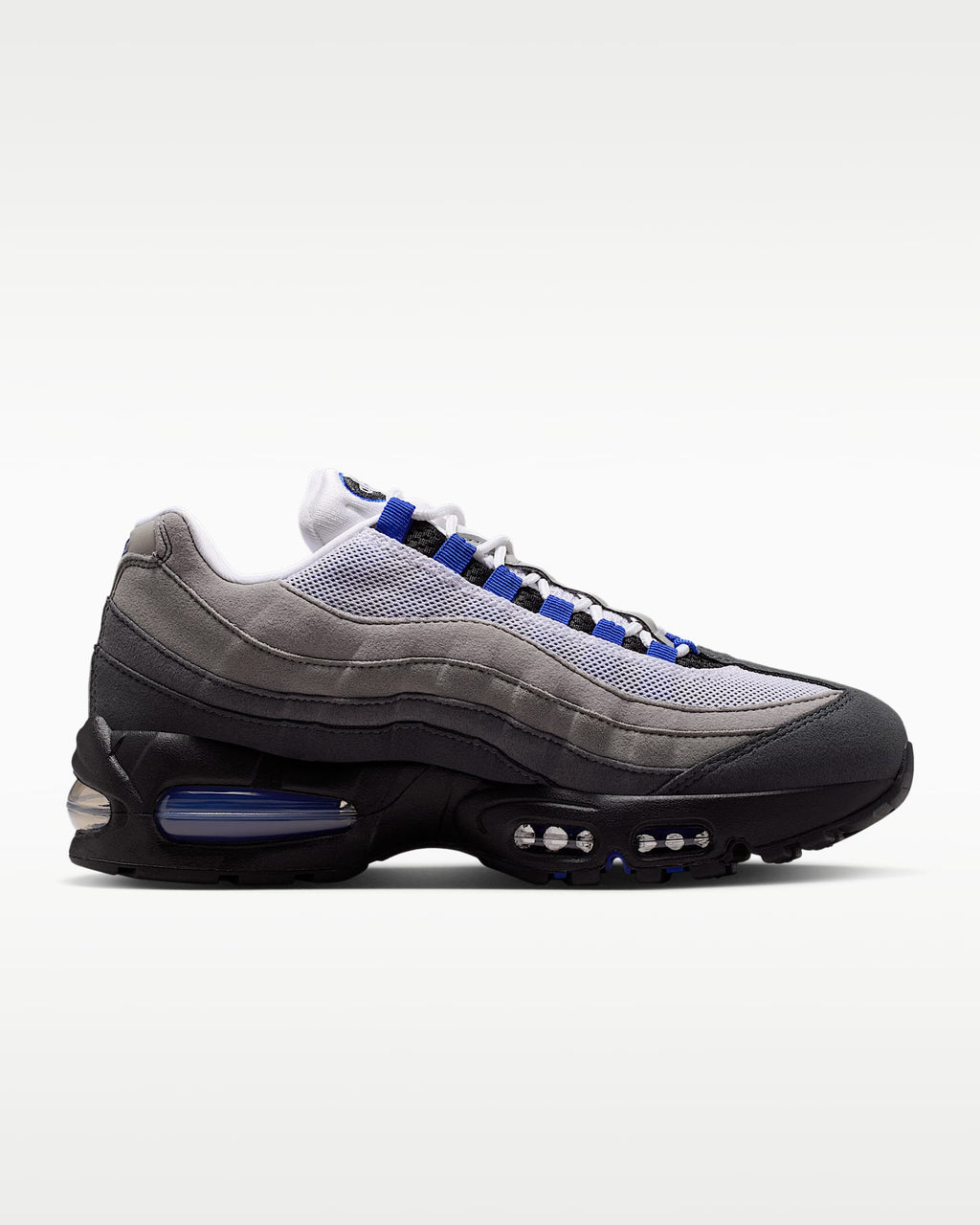 Nike Air Max 95 – Grey / Royal Blue Mesh Athletic Sneakers