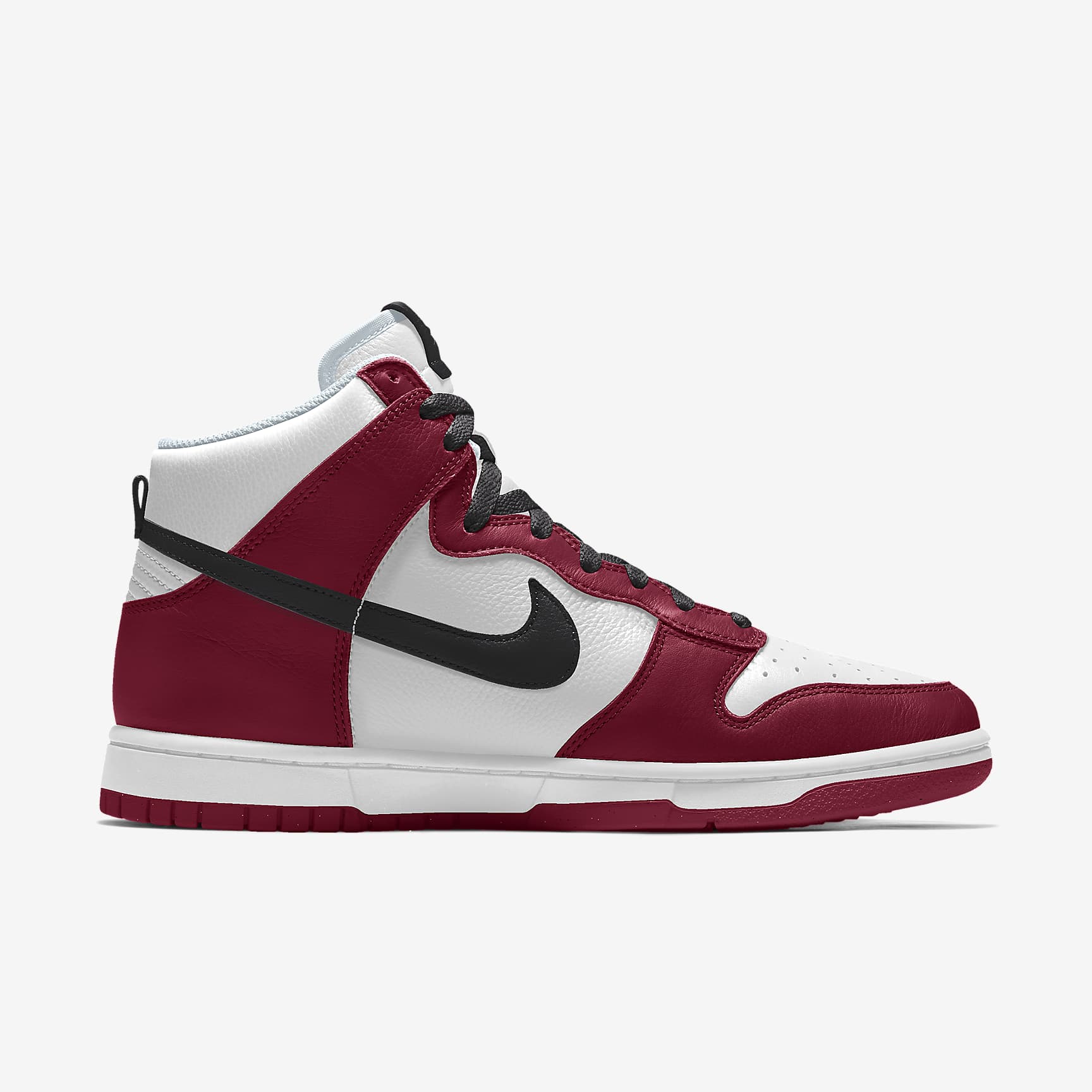 Nike Dunk High White Burgundy Red Black Swoosh Sneakers