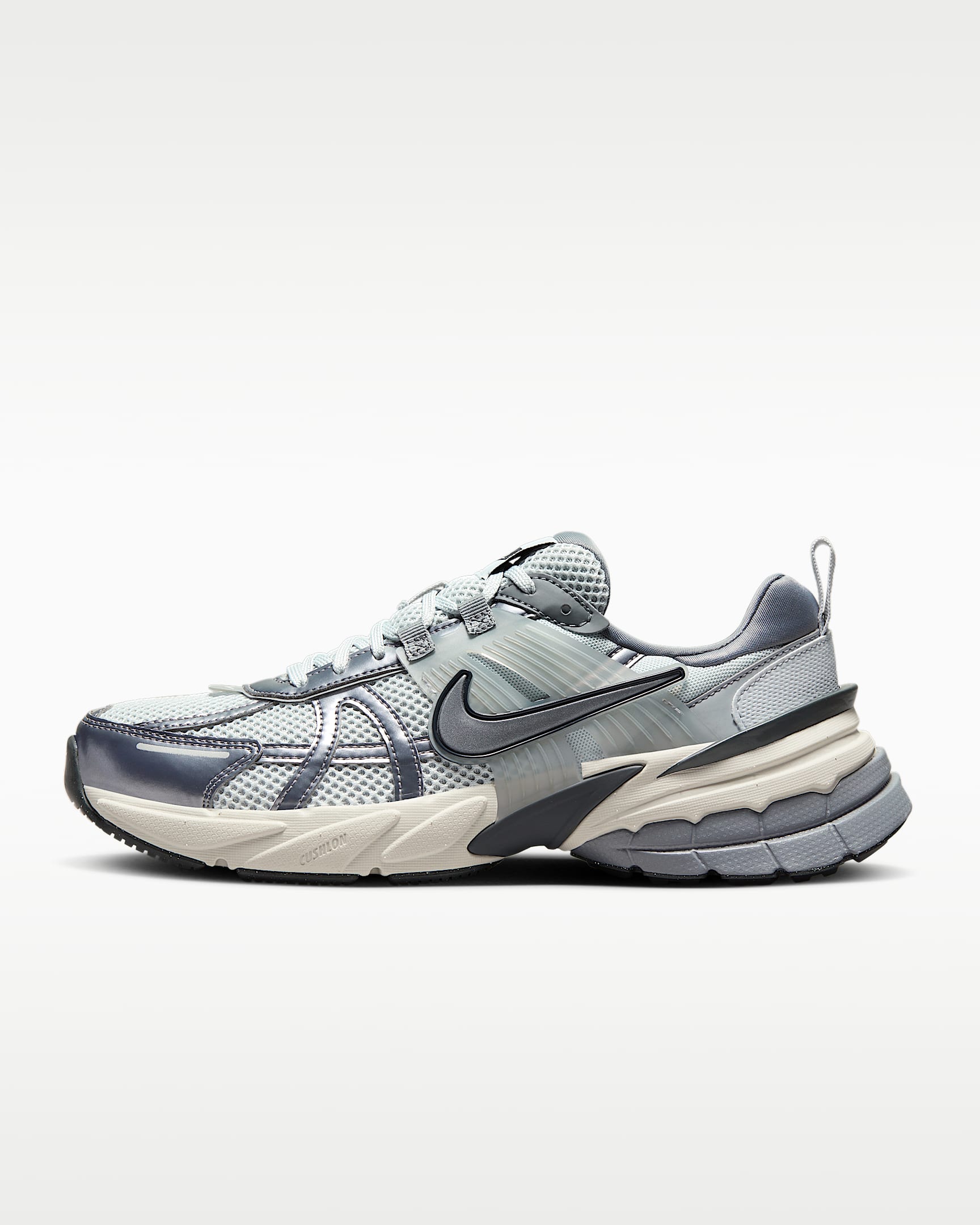 Nike V2K Run – Grey / Silver Mesh Athletic Sneakers