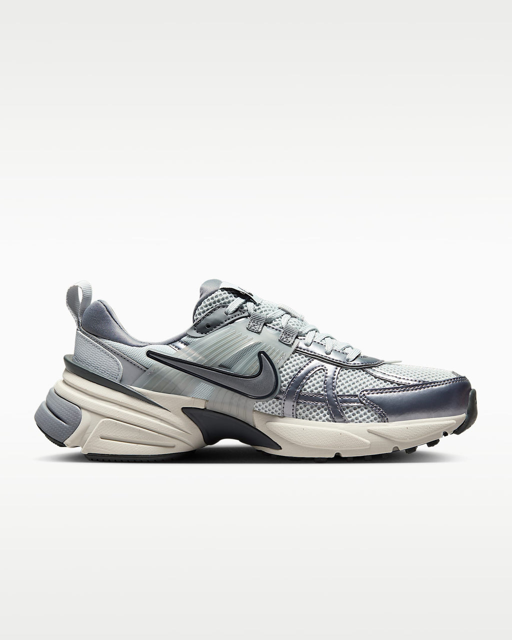 Nike V2K Run – Grey / Silver Mesh Athletic Sneakers