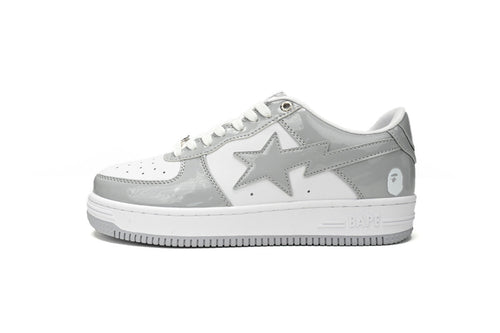 A BATHING APE BAPE STA Light Grey & White Sneakers | Women's & Men's Skate-Inspired Shoes