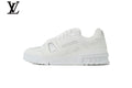 Louis Vuitton Trainer shoes for man  women Sneaker – All-White Leather with Rhinestone Embellishment