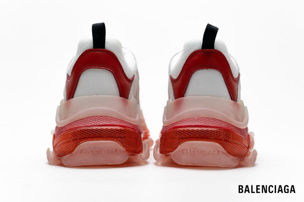 Balenciaga Triple S men's shoes  women sneakers – White & Red