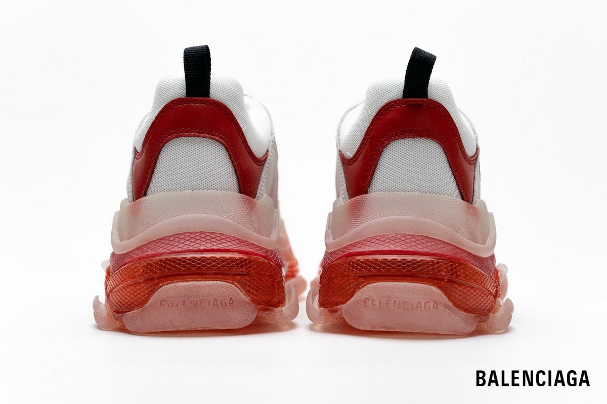 Balenciaga Triple S men's shoes  women sneakers – White & Red