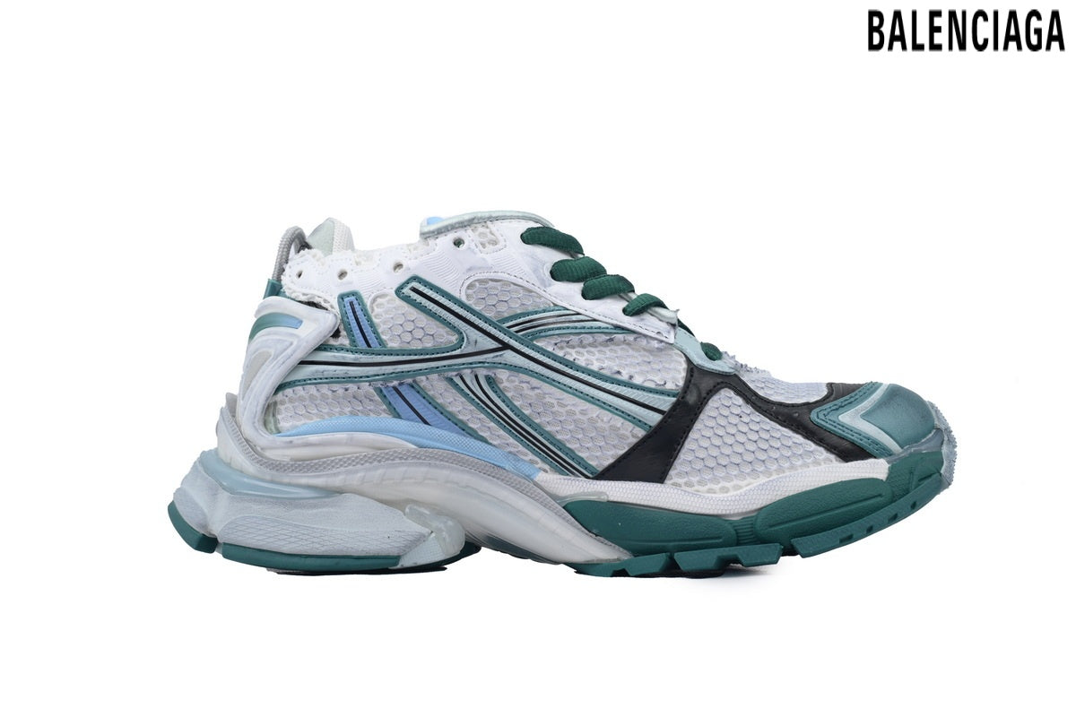 Balenciaga Runner men's shoes  women sneakers – White, Green & Blue