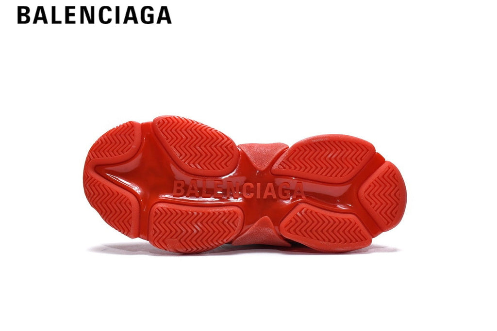 Balenciaga Triple S men's shoes  women sneakers — All Red, Clear Sole