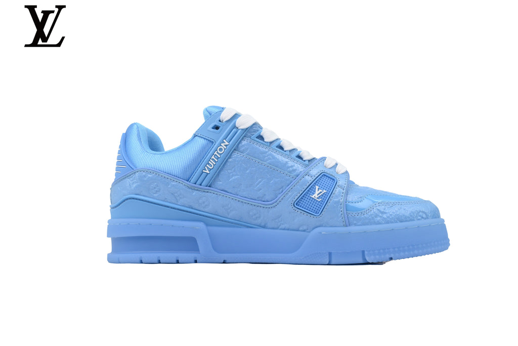 Louis Vuitton LV shoes for man  women Trainer Sneaker – Light Blue Monogram
