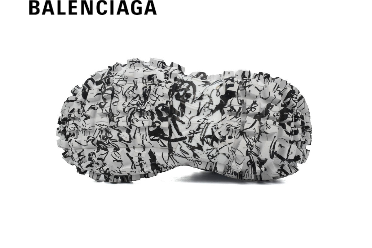 Balenciaga Graffiti Defender Sneakers in Black and White