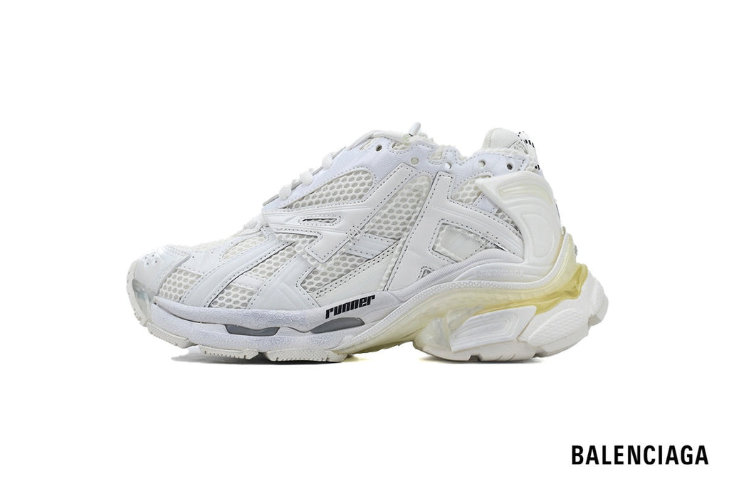 Balenciaga Runner men's shoes  women sneakers – All White