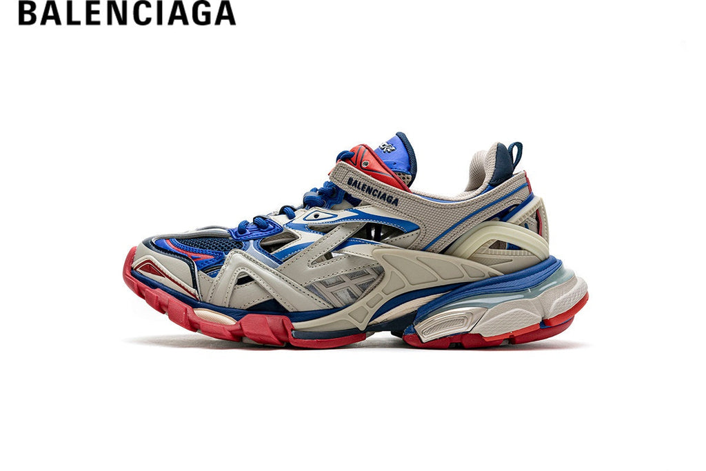 Balenciaga Track men's shoes  women sneakers - Beige, Blue & Red