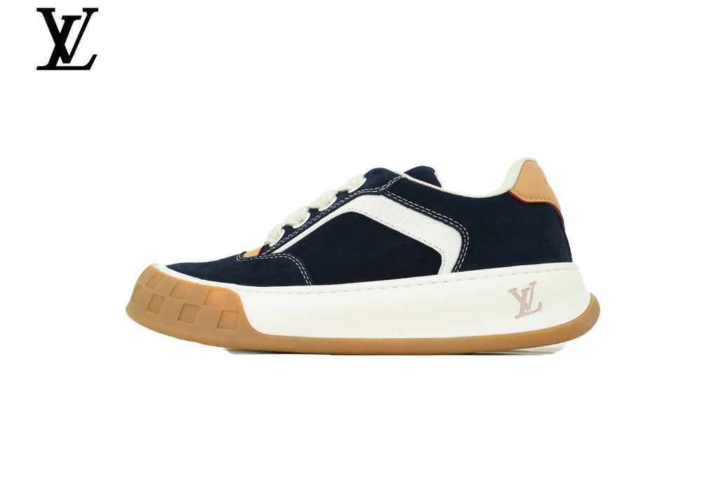 LV Low Top shoes for man  women Sneaker  Camel Suede White Leather Trim Gum Sole