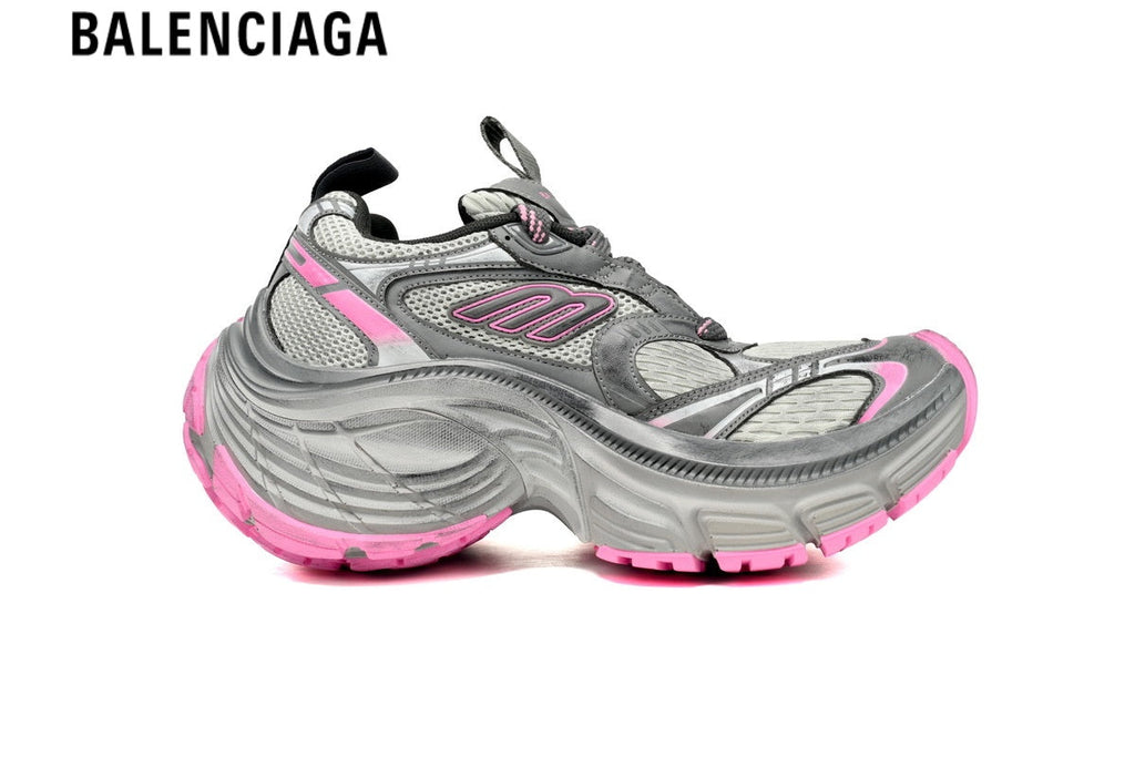 Balenciaga Cargo men's shoes  women sneakers— Grey Mesh & Pink Distressed Overlays