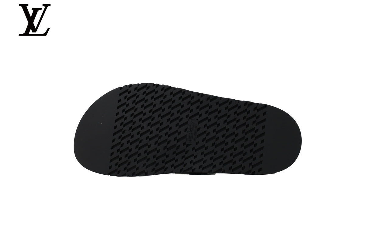 Louis Vuitton Flip Flop Sandal in Black with Metal Buckle