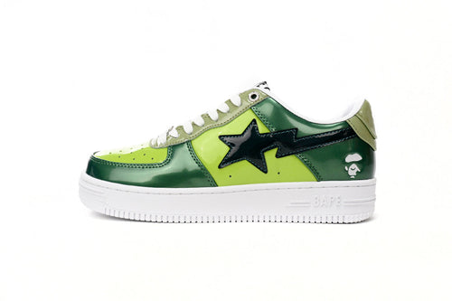A BATHING APE BAPE STA Glossy Forest & Lime Green Sneakers | Women's & Men's Skate-Inspired Shoes