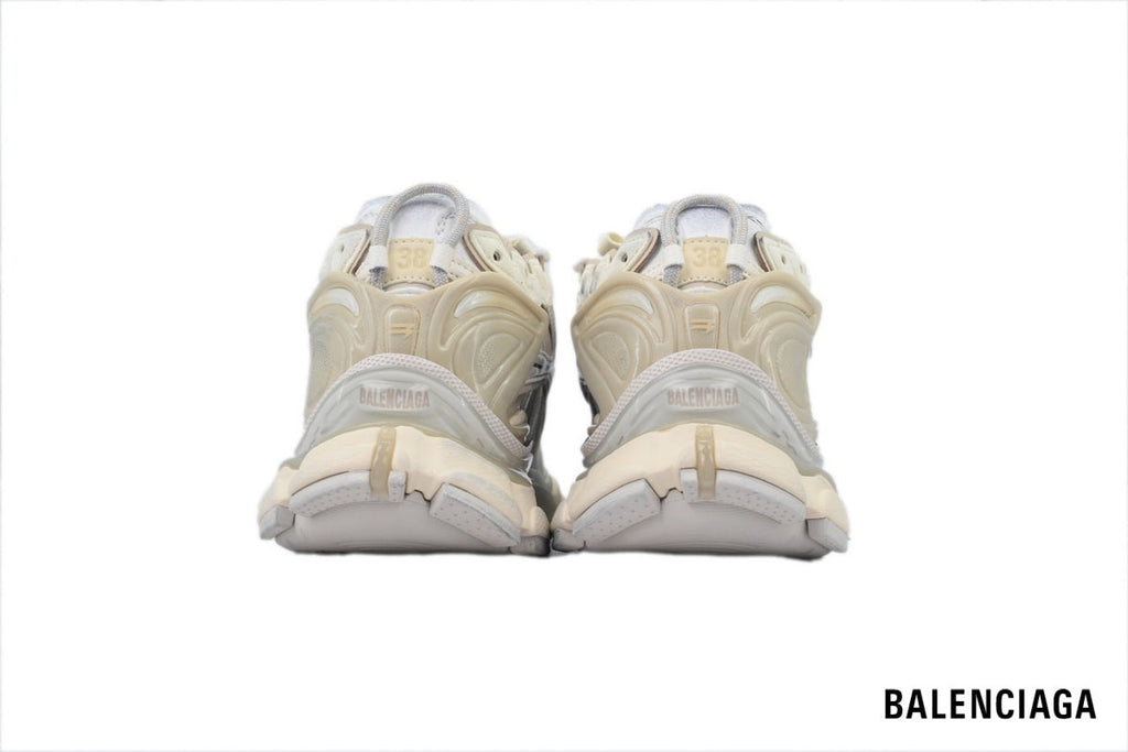 Balenciaga Runner men's shoes  women sneakers – Beige & White
