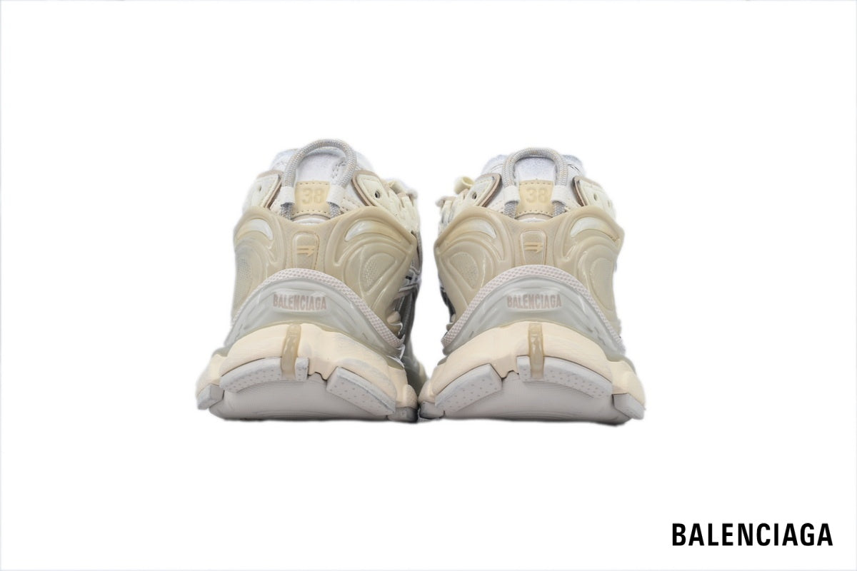 Balenciaga Runner men's shoes  women sneakers – Beige & White