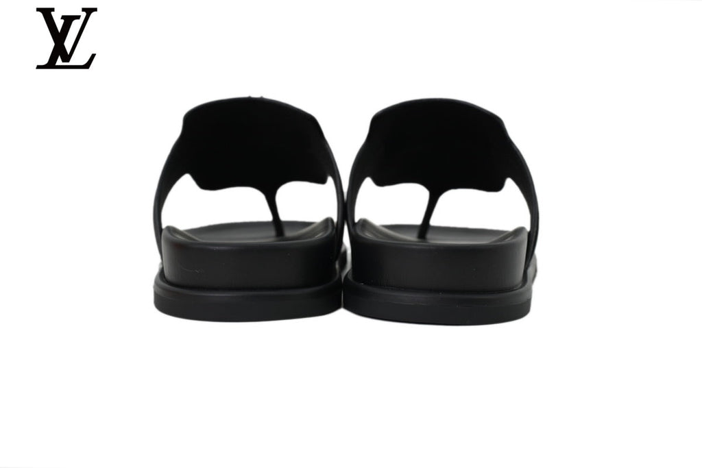 Louis Vuitton Flip Flop Sandal in Black with Metal Buckle