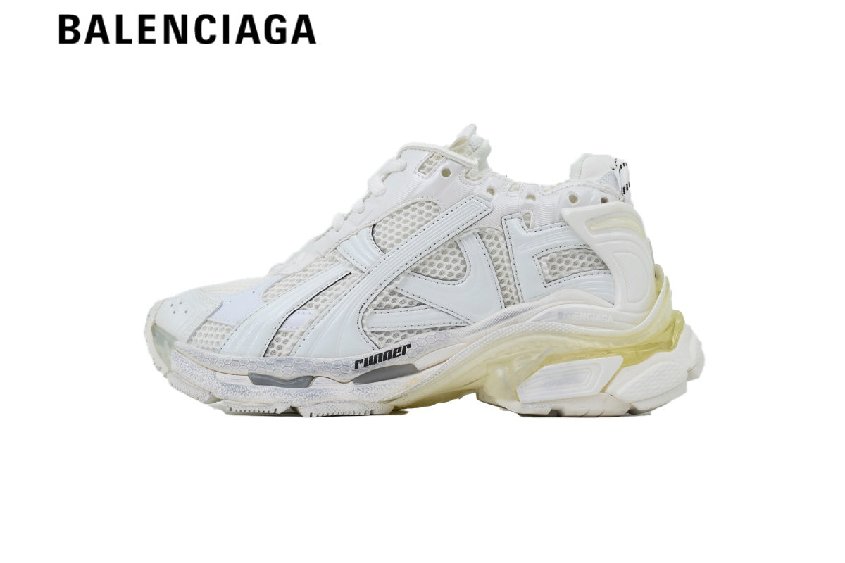 Balenciaga Runner men's shoes  women sneakers White Faded
