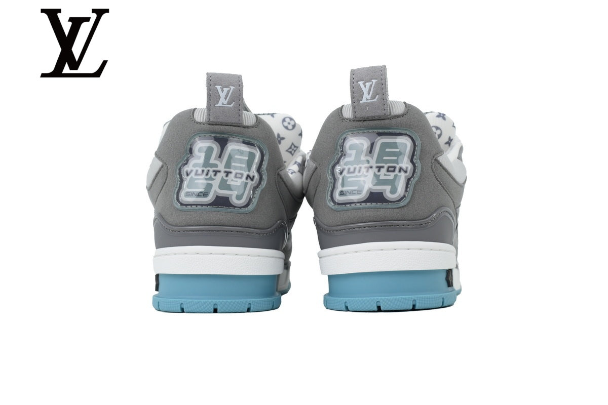 Louis Vuitton shoes for man  women Skate Sneakers - Grey and Light Blue