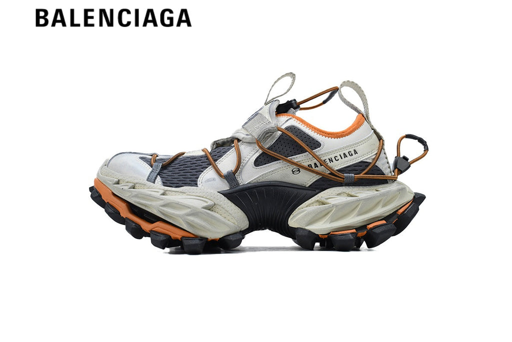 Balenciaga Defender men's shoes  women sneakers White Orange