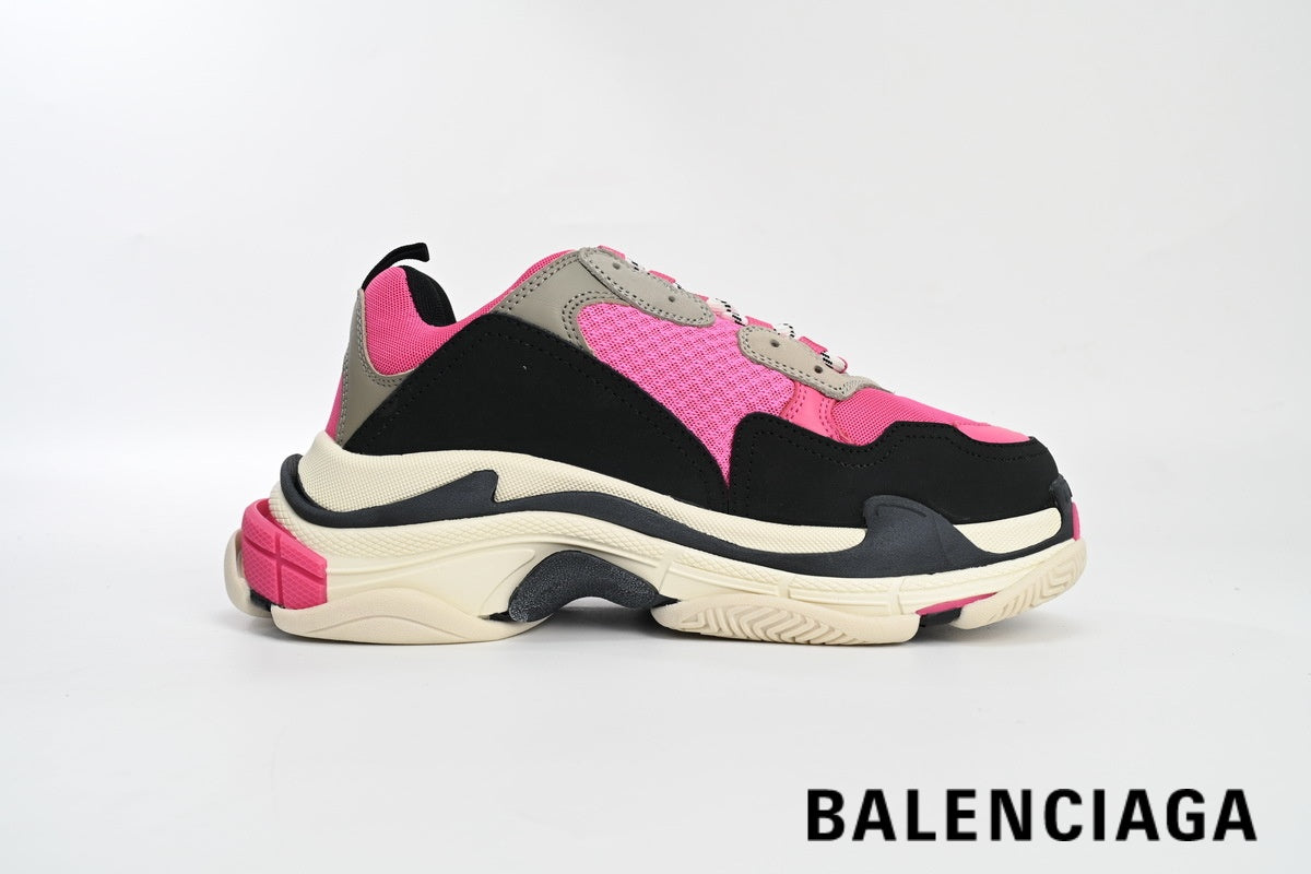 Balenciaga Triple S men's shoes  women sneakers – Black & Pink