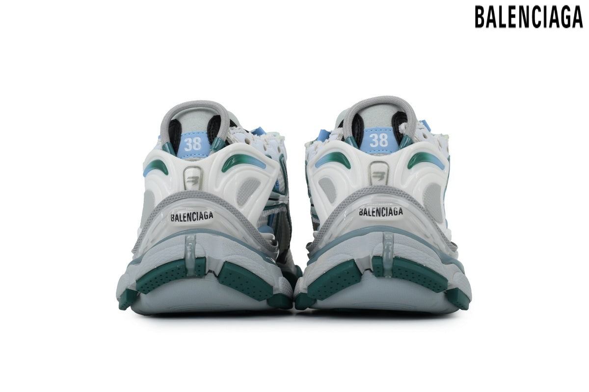 Balenciaga Runner men's shoes  women sneakers– White, Green & Blue (Premium)