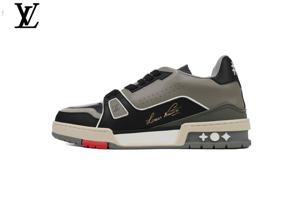 Louis Vuitton LV shoes for man  women Trainer Sneaker – Black & Grey