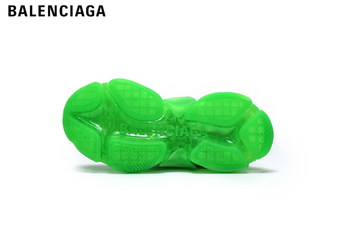 Balenciaga Triple S men's shoes  women sneakers Clear Sole Sneaker — Fluorescent Green