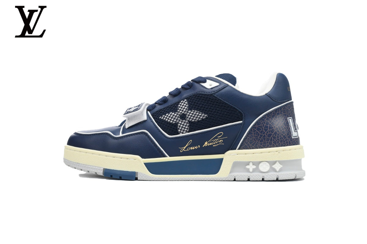 Louis Vuitton Trainer  shoes for man  women Sneaker – Navy Mesh Monogram