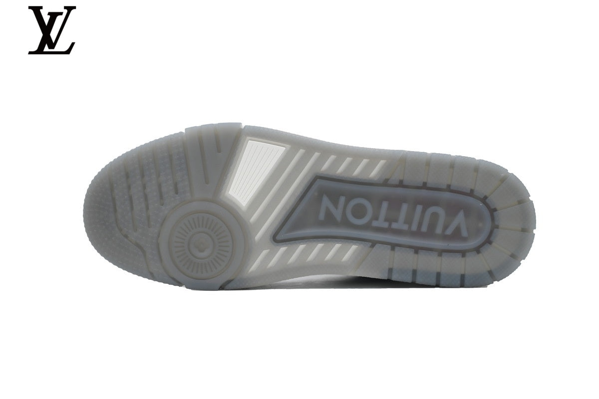 Louis Vuitton LV shoes for man  women Trainer Sneaker – Grey & White