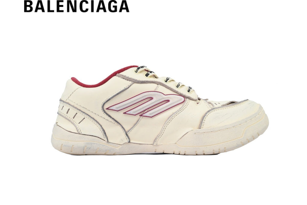 Balenciaga Skate men's shoes  women sneakers Cream & Burgundy