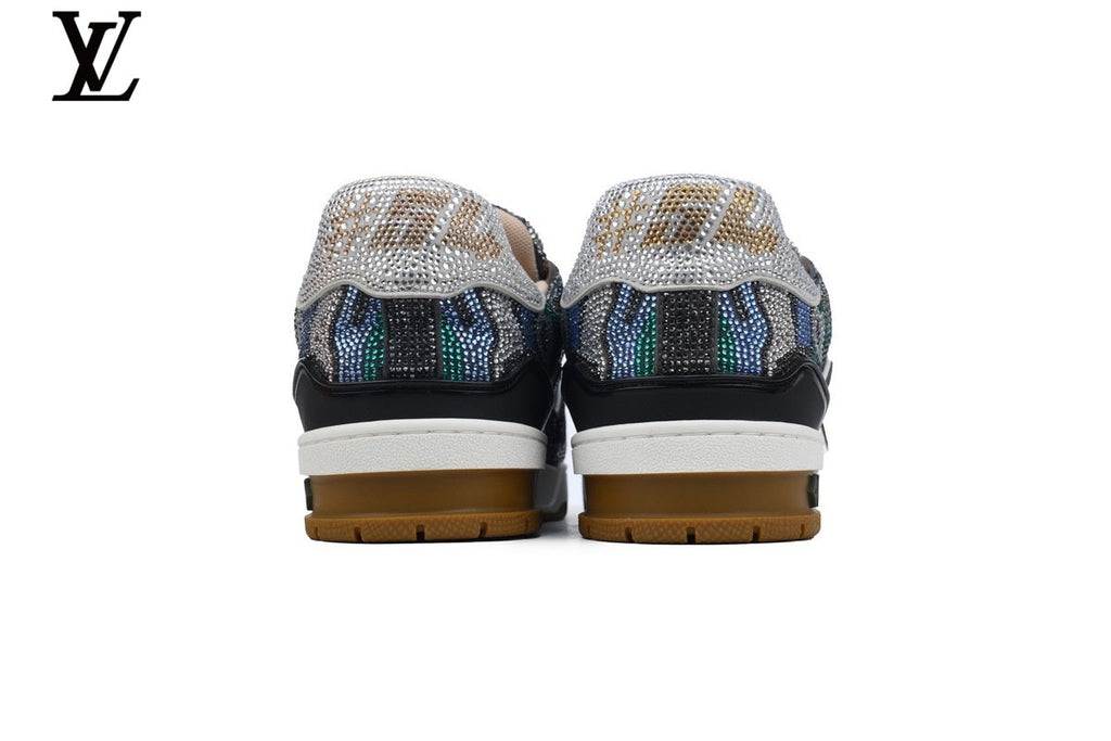 Louis Vuitton LV shoes for man  women Trainer Sneaker – Multicolor Rhinestone