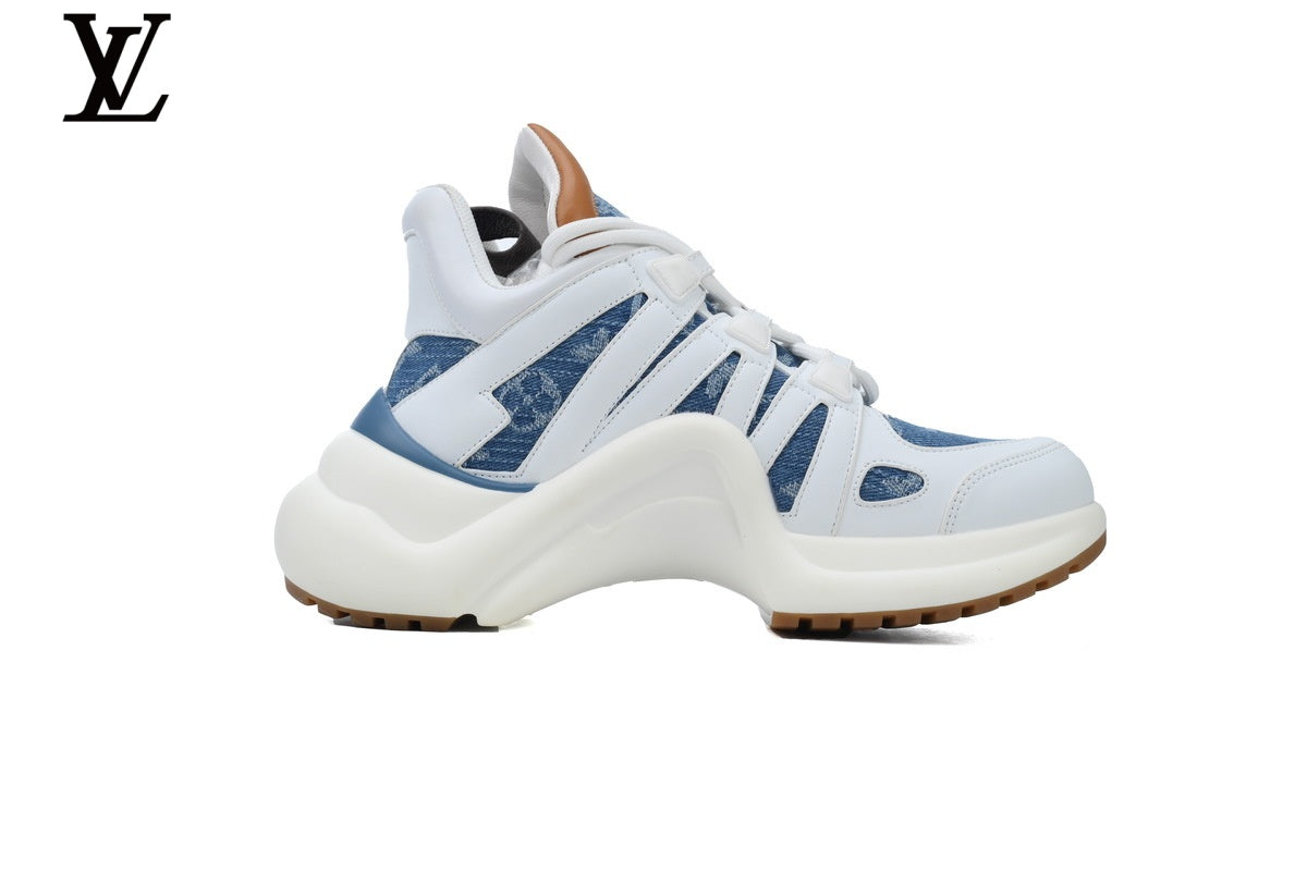 Louis Vuitton LV shoes for man  women Archlight Sneaker – White & Blue Denim