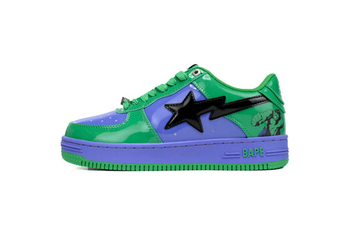 A BATHING APE BAPE STA Green & Purple Colorblock Sneakers | Women's & Men's Skate-Inspired Shoes
