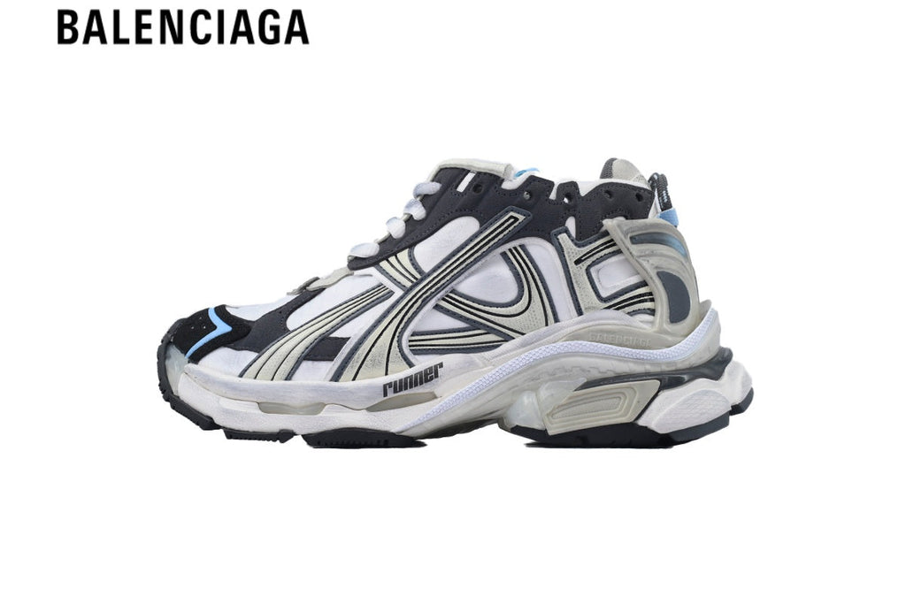 Balenciaga Runner Sneaker — White Mesh, Pink & Neon Yellow Gradient Overlays