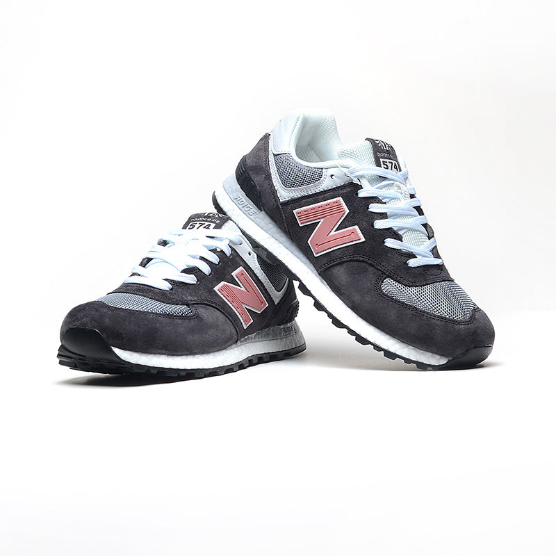 New Balance 574 Women's & Men's Charcoal & Pink Retro Sneakers