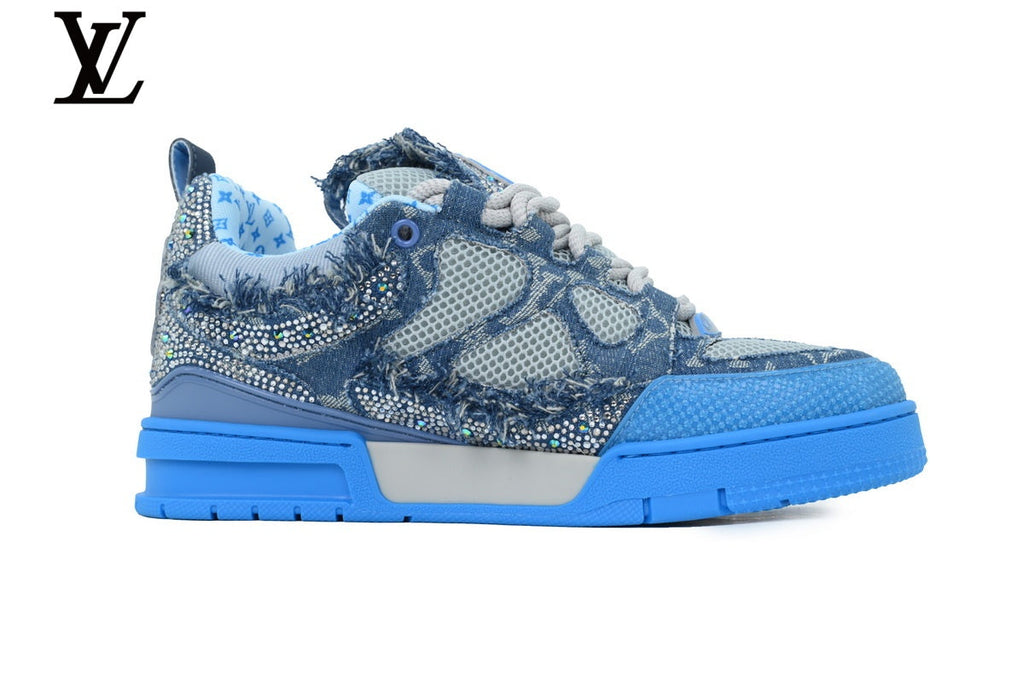 Louis Vuitton  shoes for man  women Skate Sneaker – Blue Denim & Rhinestone