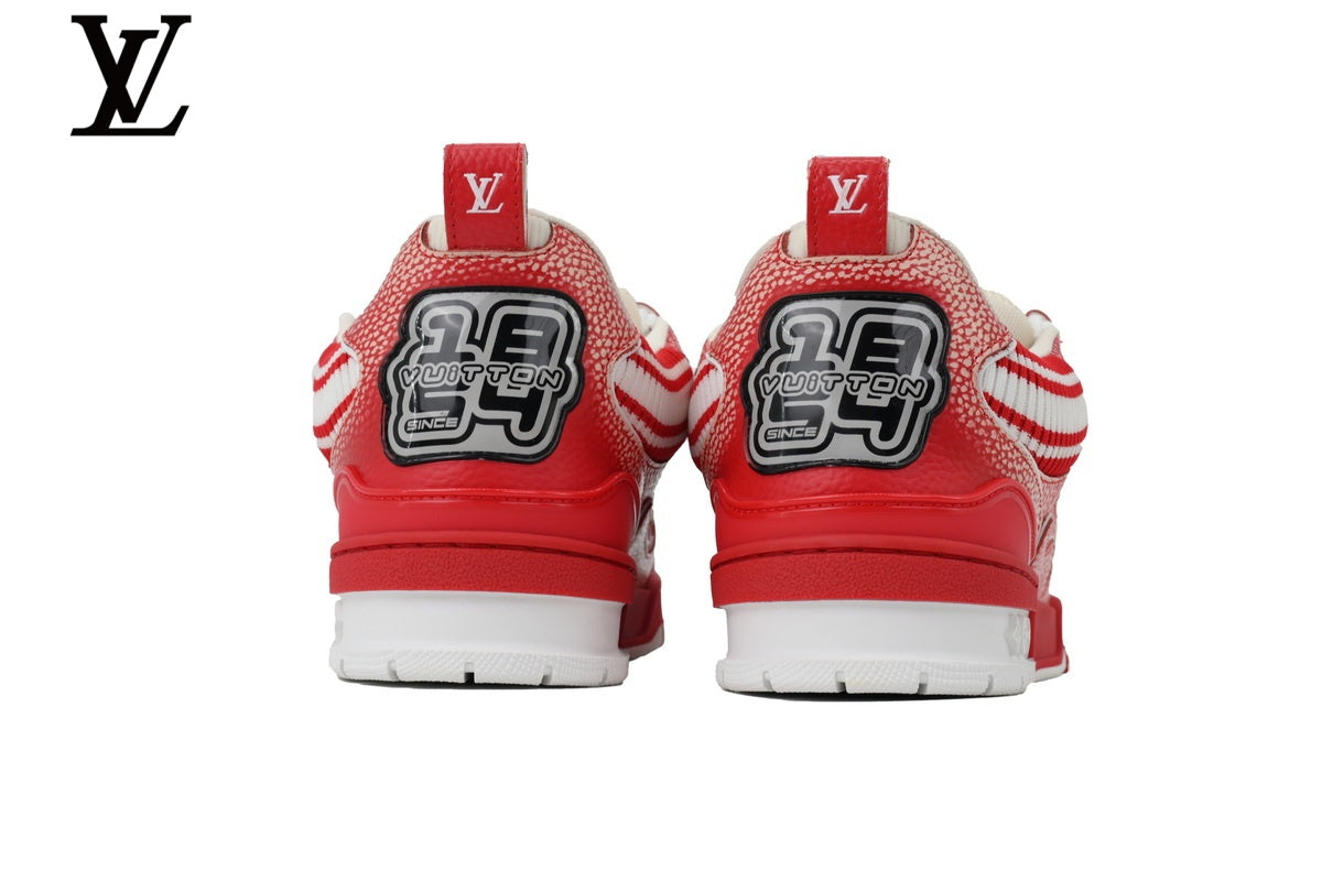 Louis Vuitton shoes for man  women Skate Sneakers - Red Speckled Mesh